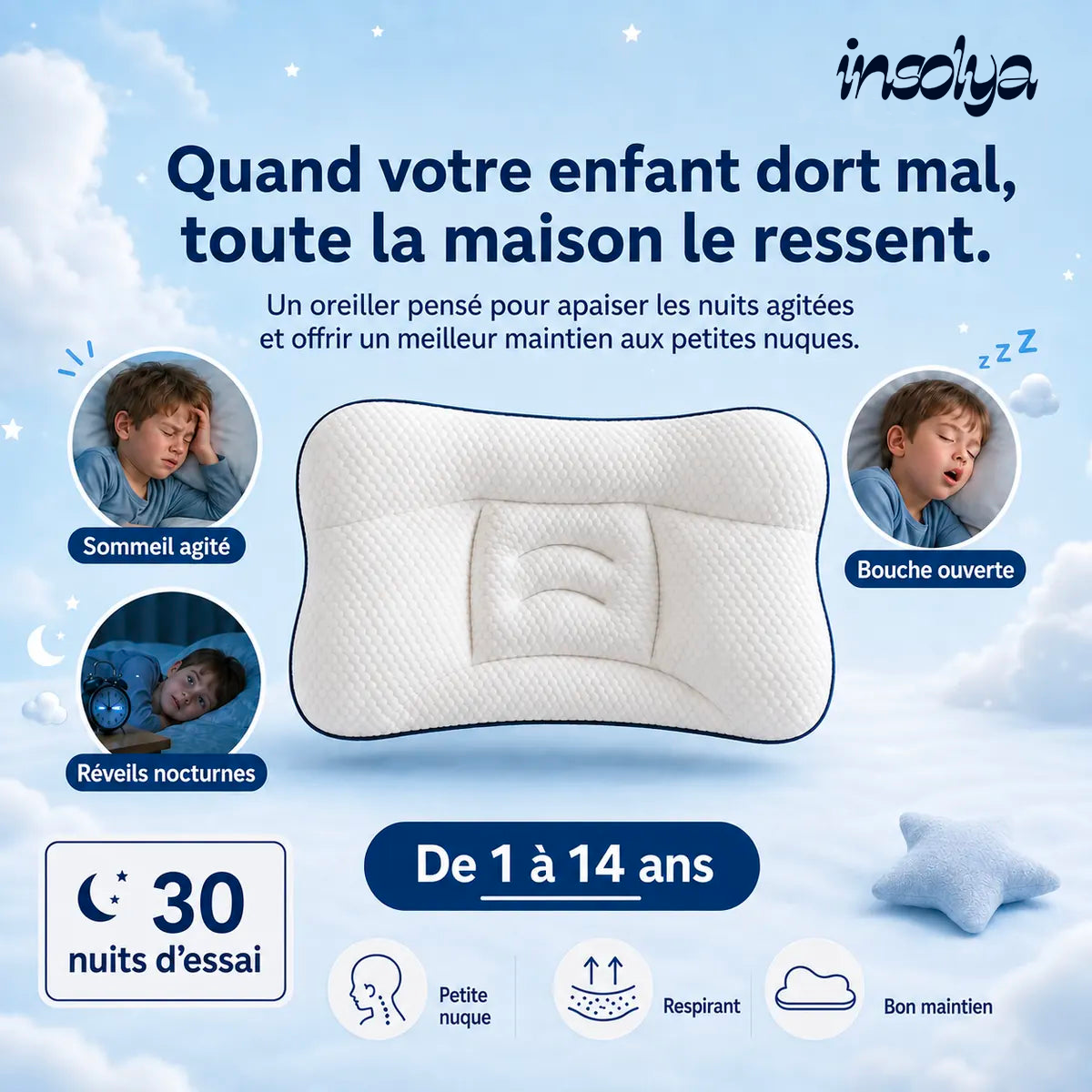 Oreiller ergonomique enfant