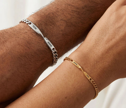 Duo Bracelet - matching couple bracelets, engraved
